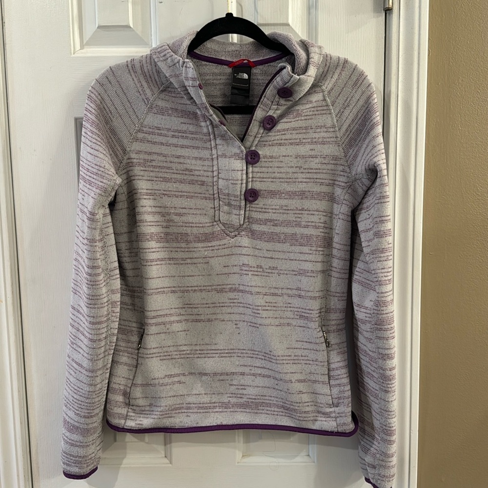 The North Face Half Zip Hoodie Purple/Gray - M